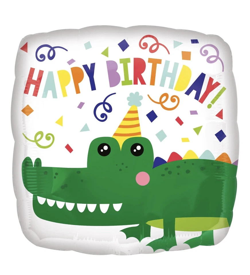 17” CROCODILE HAPPY BIRTHDAY HELIUM PARTY FOIL BALLOON - Image 1 of 1