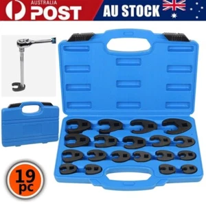 15Pcs Crowfoot Wrench Set Metric 8-24mm 3/8" 1/2" Drive Flare Nut Tool Kit Case - Picture 1 of 13