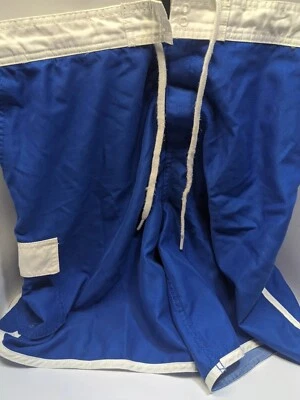 Lands End Men’s Blue Red Striped Lined Swim Trunks Board Shorts Sz. Medium 32-34 - Image 1 of 4