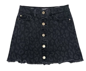 DL1961 Girls Jenny Denim Button Up Mini Skirt In Wild Animal Size 12 - Picture 1 of 4