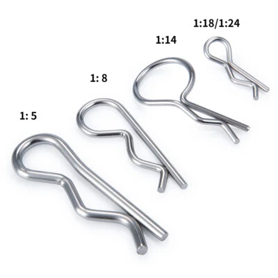 30/50Pcs Metal Body Shell R Clips Pin for 1/5 1/8 1/14 1/18 1/24 RC Model Car - Image 1 of 4