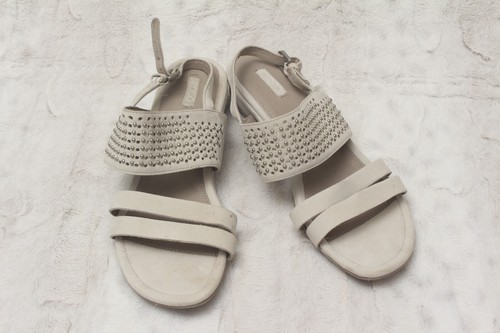 Scarpe sandali donna Ecco EU39 US 8 8 5 beige pelle traforata slingback perline
