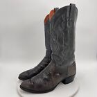 J Chisholm Women Size 10EE Black Lizard Leather Pull On Cowboy Western Boot