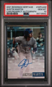 Austin Martin 2021 Bowman Heritage Chrome Prospect autógrafo #93PAAM PSA 10 - Imagen 1 de 2