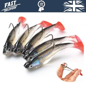 DWEE 5 piezas señuelos de pesca, ojos 3D señuelo de pesca suave anzuelo único cebos artificiales - Imagen 1 de 6