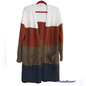 Madewell open cardigan women Knit  striped sweater M wool festival soft cozy y2k - Picture 1 of 8