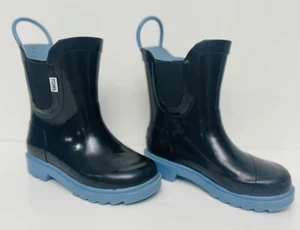 Toms Rain Boot Black Blue Rubber Tiny    YOUTH size 9 - Picture 1 of 11