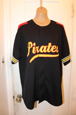 STARTER Pittsburgh Pirates Script Embroidered Black Red MLB Jersey XL VTG 90s - Image 1 of 4