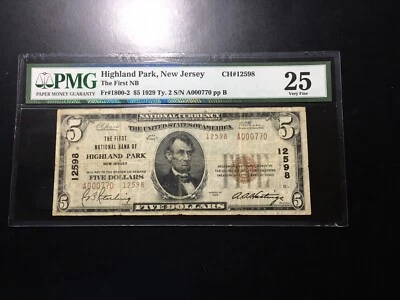 National Bank Note Highland Park New Jersey PMG VF 25 - Image 1 of 4