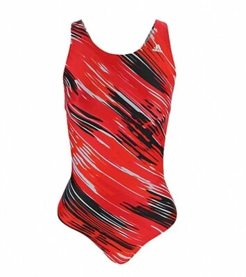 Traje de baño ADIDAS Diagonal Brush Stroke Gamma Back rojo negro blanco para mujer niña 28 Foto 1 de 4