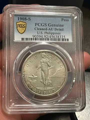 USA/Philippines 1908-S 1 Peso Silver Coin #55 Cover