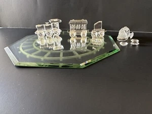 Swarovski Crystal Figurine 4 Pc Large Train set Mirror Track Tippin Some Damaged - Picture 1 of 23