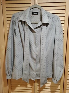 Bluse Damen grau mit dunkelblauen Punkten. Easy was & wear Polyester. gr 10 - Bild 1 von 5