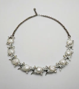 Vintage 1950s White Lucite Confetti Cabochons Choker Necklace 17.5" unsigned - Picture 1 of 11