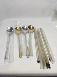 Juego de 4 cucharas y palillos - Juego de vajilla de acero inoxidable 304 - Comida china - Imagen 1 de 8