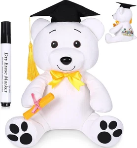 Zomiboo 12 Inch Graduation Autograph Stuffed Animal White Smooth Fabric... - Picture 1 of 8