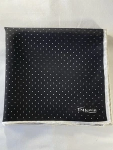 TM Lewin black/white dot silk pocket square/handkerchief - hand-rolled - Picture 1 of 4