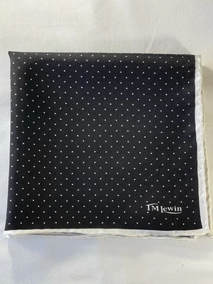 TM Lewin black/white dot silk pocket square/handkerchief - hand-rolled - Image 1 of 4