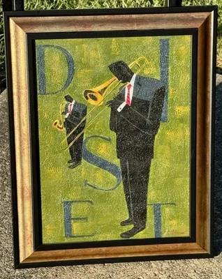 M. Harold (1935-2012) Oil Painting DISET (Hazy) On Canvas Jazz Theme 20”x16” - Image 1 of 4