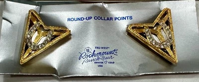 Vintage Rockmount Ranch Wear Round-Up Collar Points Gold Tone & rhinestones - Image 1 of 3