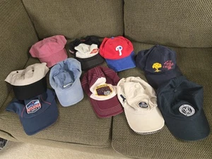 Lot of 10 Baseball Hats – Phillies, Nike, DOW, Golf, Race, USA Patch - Picture 1 of 1