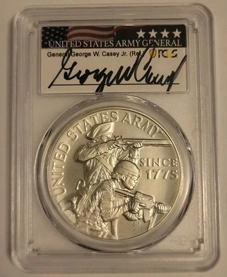 2024-P U.S. Army 1oz Silver Medal PCGS MS70 FDOI General George Casey Jr. Signed - Image 1 of 2