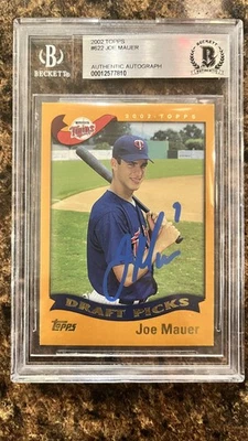 Autógrafo auténtico Joe Mauer 2002 Topps #622 RC BGS Foto 1 de 2