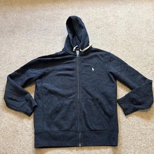 Polo Ralph Lauren Hoodie Mens Medium Blue Waffle Pony Full Zip Sweatshirt Hooded - Picture 1 of 12