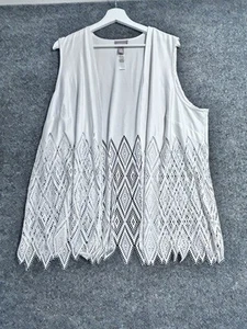 Chico’s Strickjacke Longweste 3 weiß offen Boho Fransen Festival - Bild 1 von 10