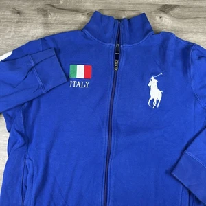 Polo Ralph Lauren Jacke Herren 2XL XXL Blau Italy Full Zip Track Big Pony Flagge 3 - Bild 1 von 22