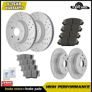 Front & Rear Drilled Rotors + Ceramic Brake Pads Kit for 2006 - 2018 Toyota Rav4 - Picture 1 of 10