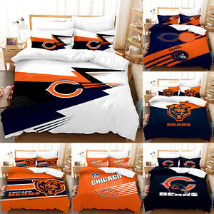 Chicago Bears Bedding Set 3 Piece Duvet Cover Set Soft Quilt Cover Pillowcases