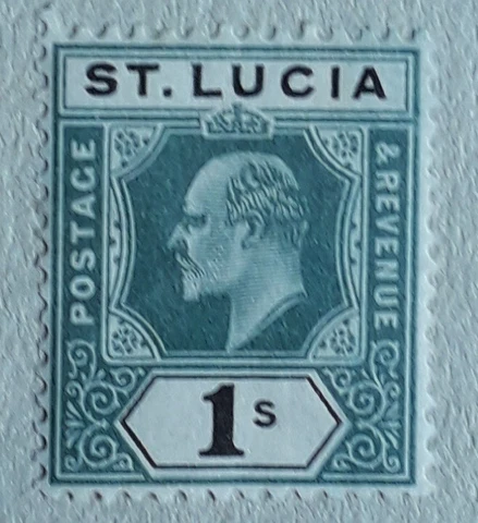 ST LUCIA 1902-3 KEV11 SG62 1s green & black MLH Cover