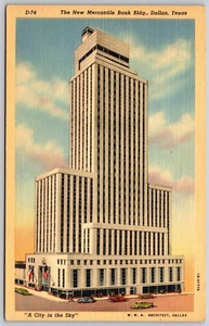 Postcard Texas Dallas TX New Mercantile Bank Building Main Ervay Commerce Sts - Picture 1 of 2