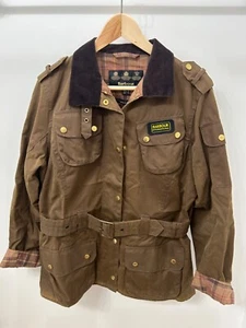 BARBOUR Ladies INTERNATIONAL Waxed Cotton Belted Jacket Size USA 10 - Picture 1 of 7