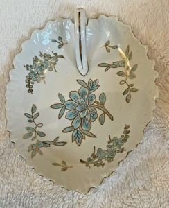 Original LJ Elegant Hand Painted Finger Loop Dish Blue Floral - Picture 1 of 4