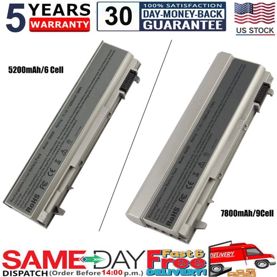 E6400 E6500 Battery for Dell Latitude E6410 E6510 PT434 MP303 4M529 W1193 9Cell  - Image 1 of 4