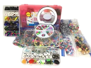 Craft Jewelry Large Lot Plastic Acrylic Glass Metal Beads Asst Shapes w Cases 5# - Picture 1 of 14