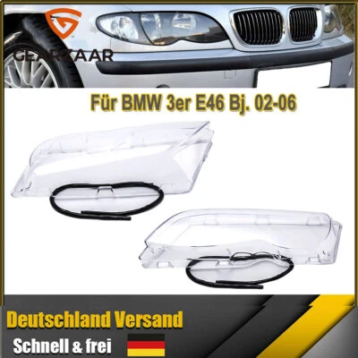 Scheinwerfer Glas für BMW 3er E46 2002-2006 Satz Scheinwerfer Links + Rechts - Bild 1 von 4