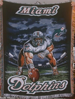 "Manta de colección de los Miami Dolphins NFL tejida algodón 57"x43""" Foto 1 de 4