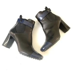 Stivaletti TODS donna 36 (US 6) neri in pelle con punta a cappuccio quadrati blocco guarigione - Foto 1 di 8