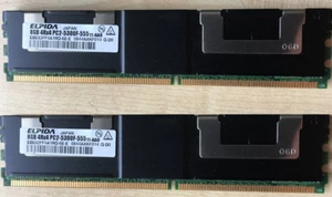 Lot de 2x Elpida 8 Go DDR2 FB-DIMM PC2-5300F EBE82FF4A1RQ-6E-E - 16 Go - Photo 1/1