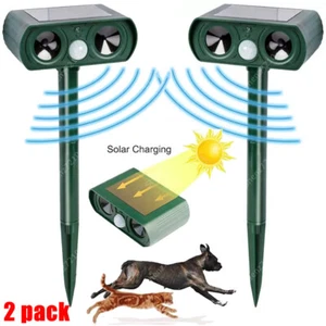 2 PK Animal Repeller Ultrasonic Solar Power Outdoor Pest Cat Mice Deer Sensor US - Picture 1 of 14