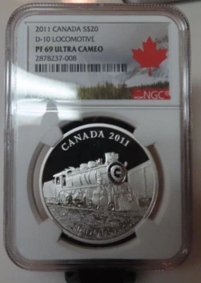 2010 Canada  Locomotives Train D 10,  NGC Graded 1oz 9999 Silver $20 PR PF 69 - Image 1 of 4