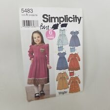 Vtg Simplicity Pattern 5483 Girls Dress 3 Sleeve Type Tie Back Child 3 - 8 UNCUT