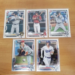 2021 Bowman Prospects Base Carroll, Mitchell, Diaz, Liberatore, Hoese (5 carte) - Foto 1 di 11
