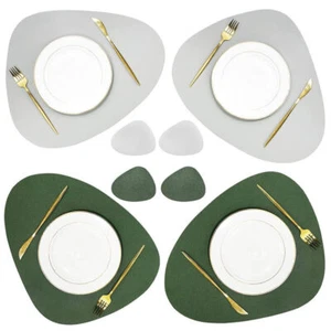 Set of 8 PU Leather Placemats And Coasters Set Dining Kitchen Table Mat Non-Slip - Picture 1 of 42