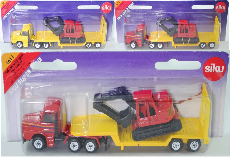 Siku Super 1611 Scania T143H-400 Tieflader mit Bagger, ca. 1:91 - Bild 1 von 1