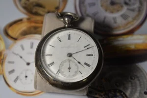Vintage 1887 HAMPDEN Springfield Coin Silver 18s 7J Kw/Ks Pocket Watch--4 Repair - Picture 1 of 17