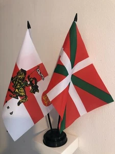 ST GEORGE CHARGER AND BASQUE TABLE FLAG TWIN SET 9X6" 22.5cm x 15cm - Picture 1 of 1